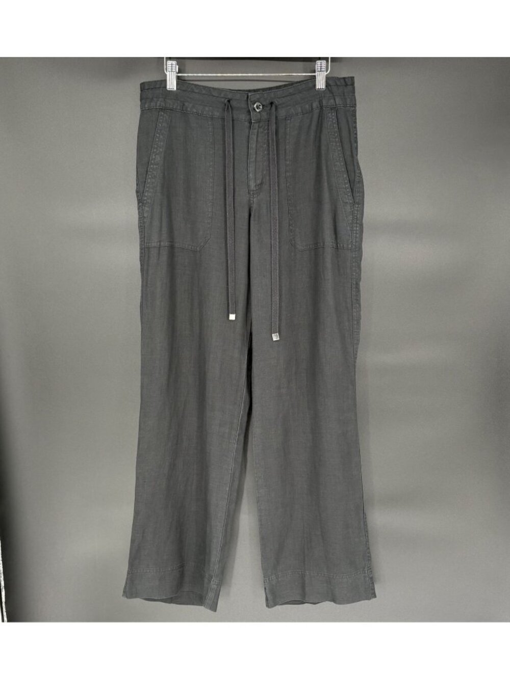 Lauren Ralph Lauren Linen Pants Size 6 Black Drawstring Wide Leg Coastal